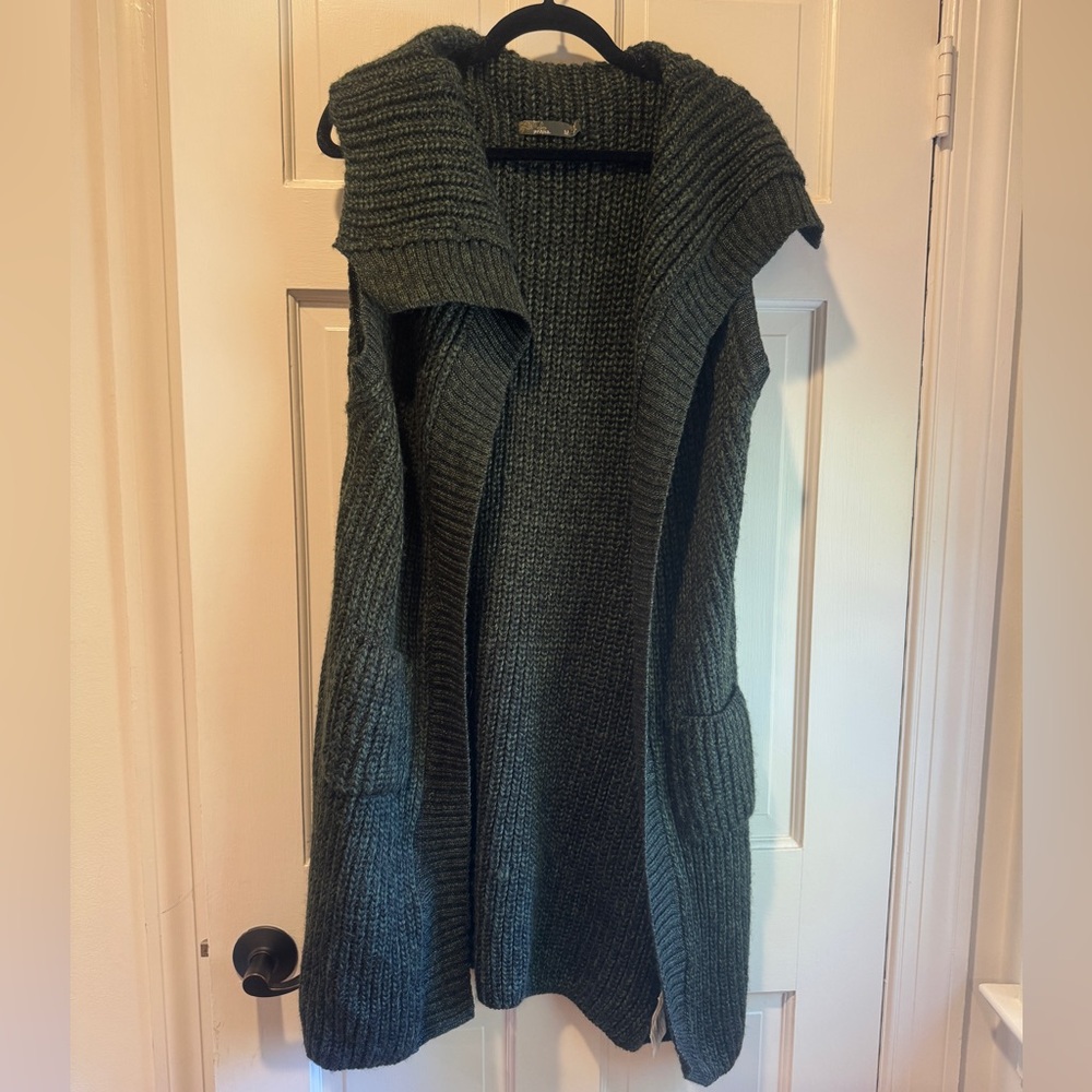 Prana Dark Green Knit Cardigan Vest